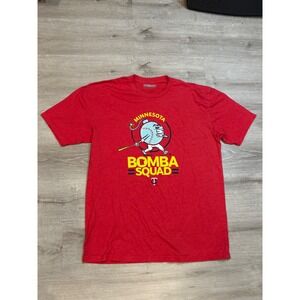 BreakingT Minnesota Twins Bomba Squad Graphic Tee MLB Baseball Red‎ Size L